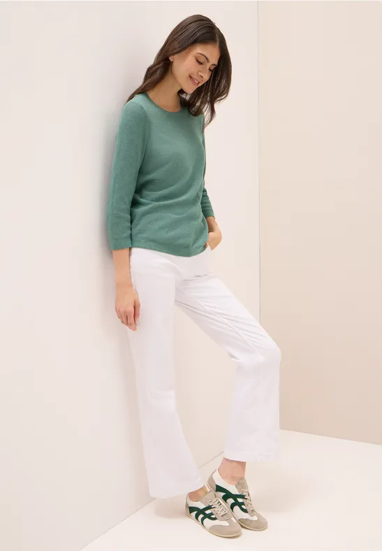 Rundhals Strickpullover jewel green melange