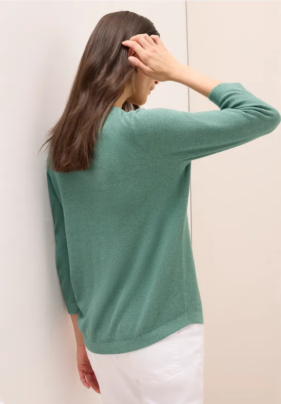 Rundhals Strickpullover jewel green melange
