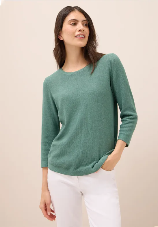 Rundhals Strickpullover jewel green melange