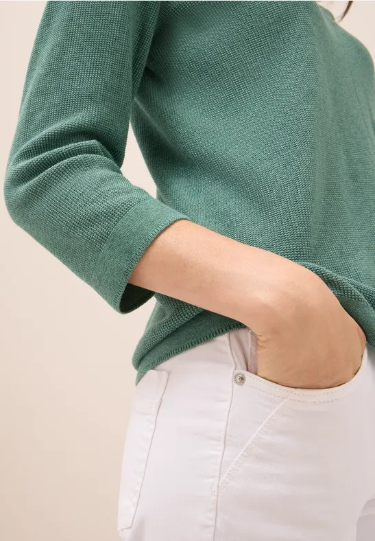 Rundhals Strickpullover jewel green melange