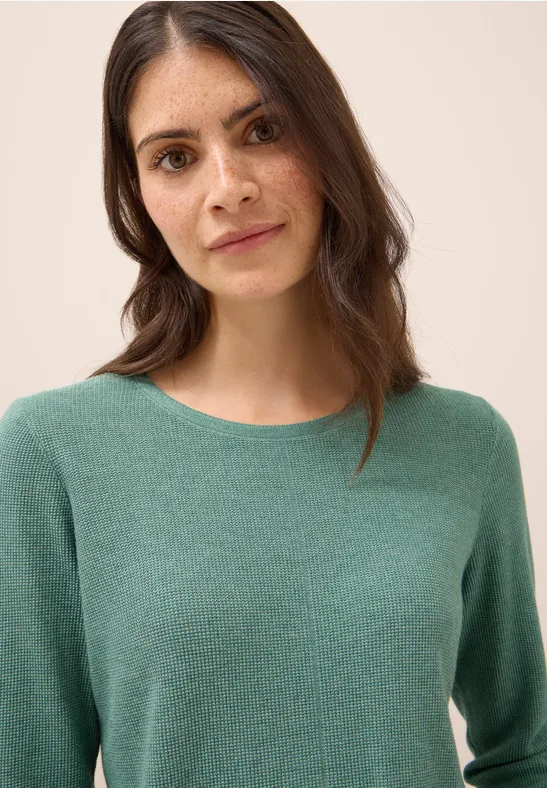 Rundhals Strickpullover jewel green melange