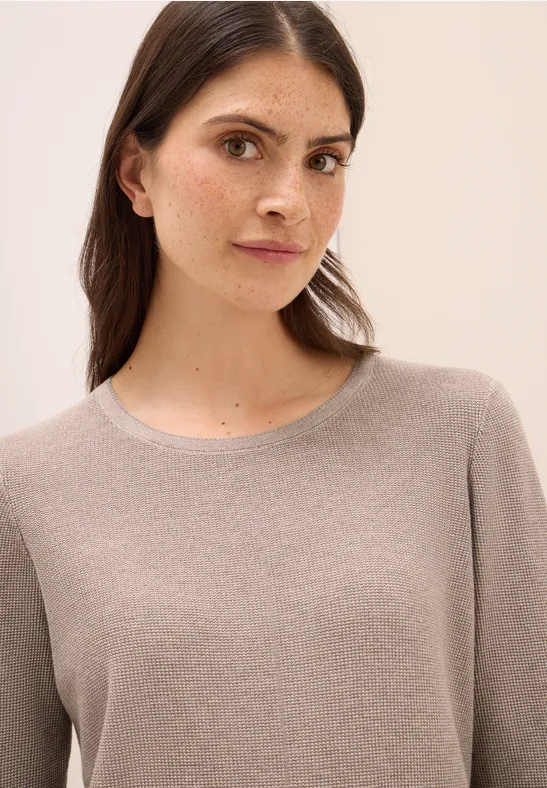 Rundhals Strickpullover toffee cream melange