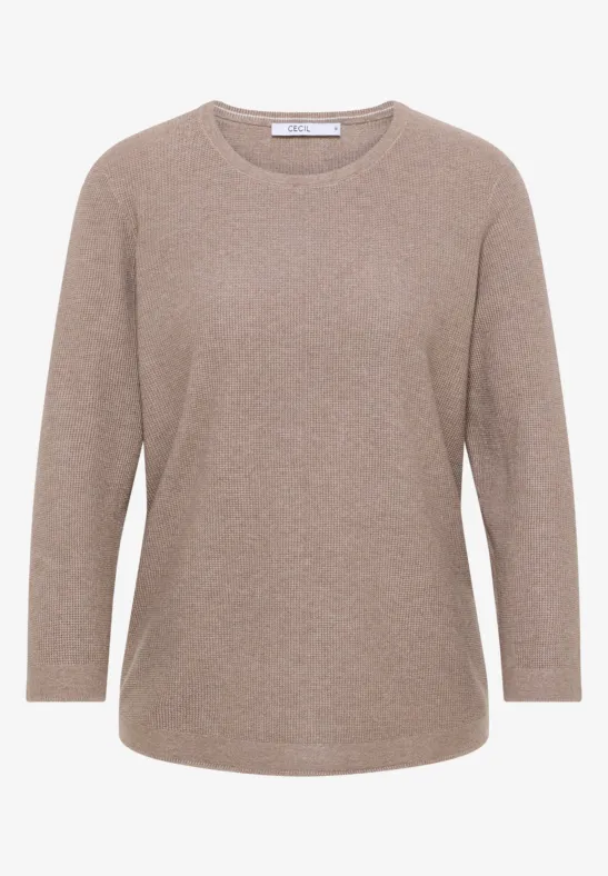 Rundhals Strickpullover toffee cream melange