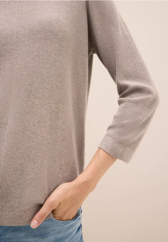Rundhals Strickpullover toffee cream melange