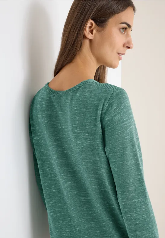 Strukturpullover smoky green heather melange