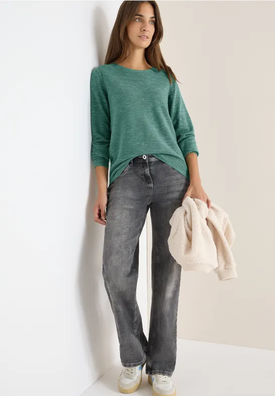 Strukturpullover smoky green heather melange