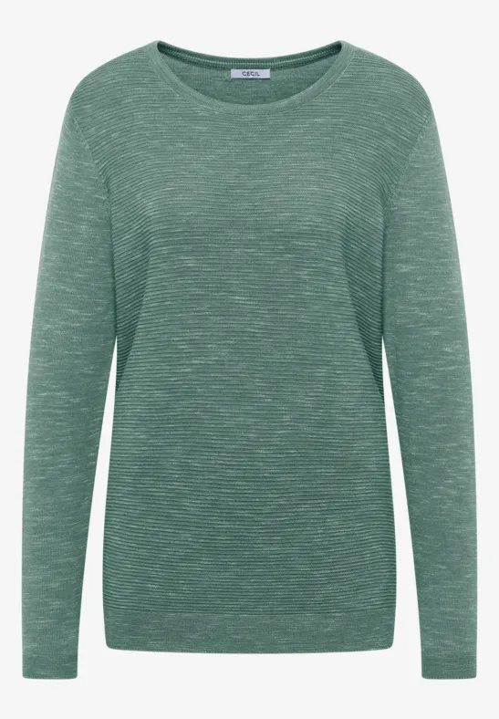 Strukturpullover smoky green heather melange