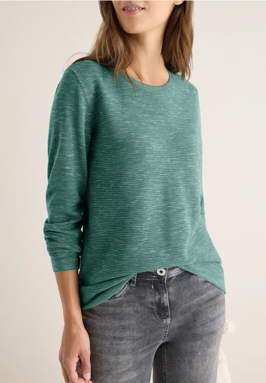 Strukturpullover smoky green heather melange