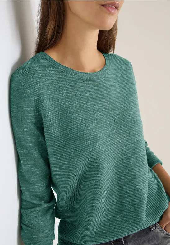 Strukturpullover smoky green heather melange