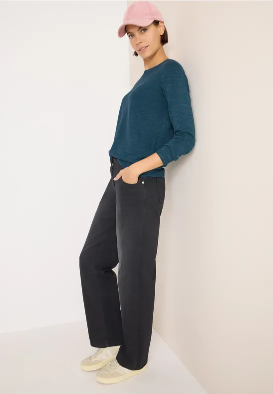 Strukturpullover teal blue heather melange