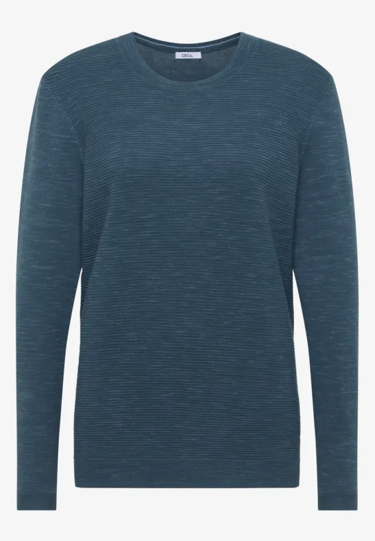 Strukturpullover teal blue heather melange