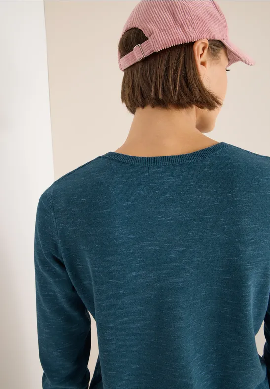 Strukturpullover teal blue heather melange
