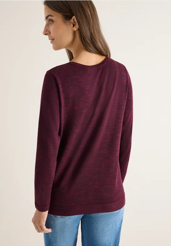 Trui met structuur eggplant red heather melange