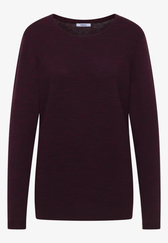 Trui met structuur eggplant red heather melange
