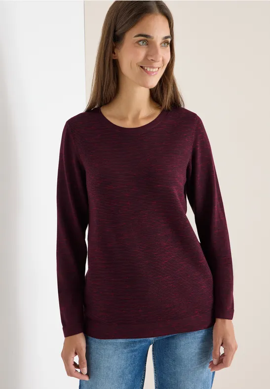 Trui met structuur eggplant red heather melange