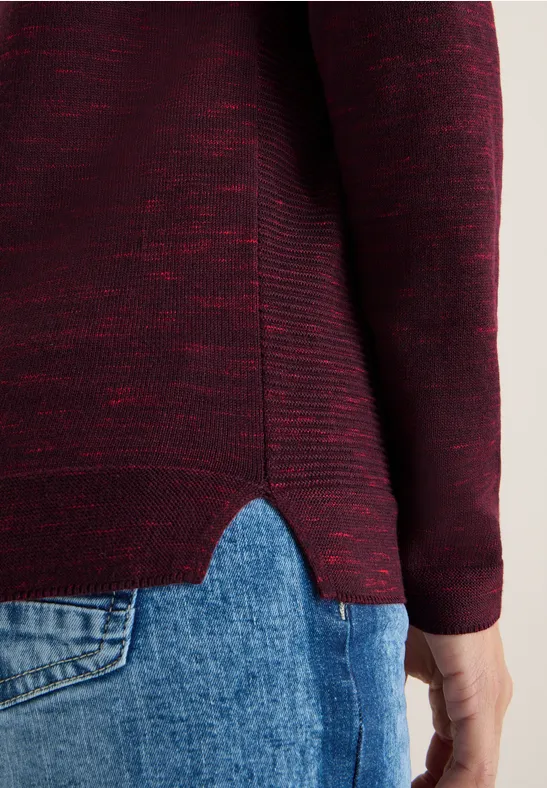 Trui met structuur eggplant red heather melange