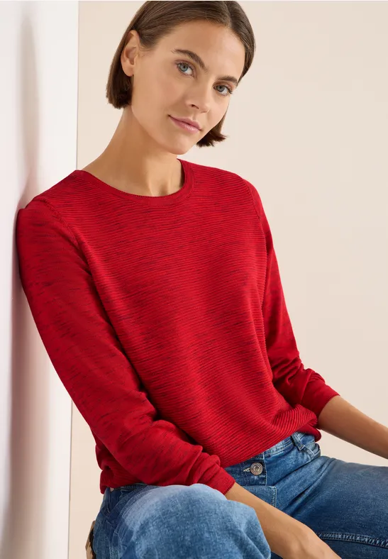 Strukturpullover fiery red heather melange