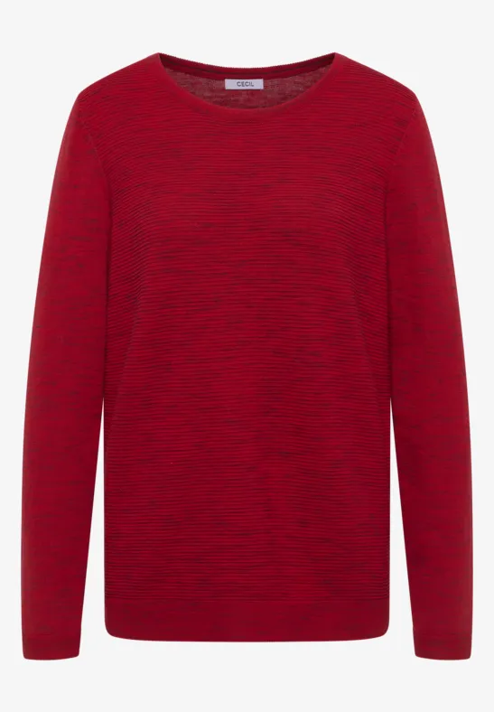 Strukturpullover fiery red heather melange