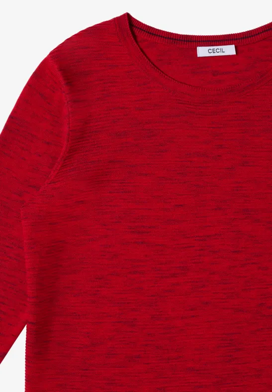 Strukturpullover fiery red heather melange