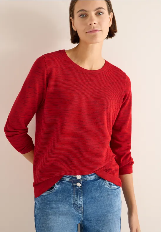Strukturpullover fiery red heather melange
