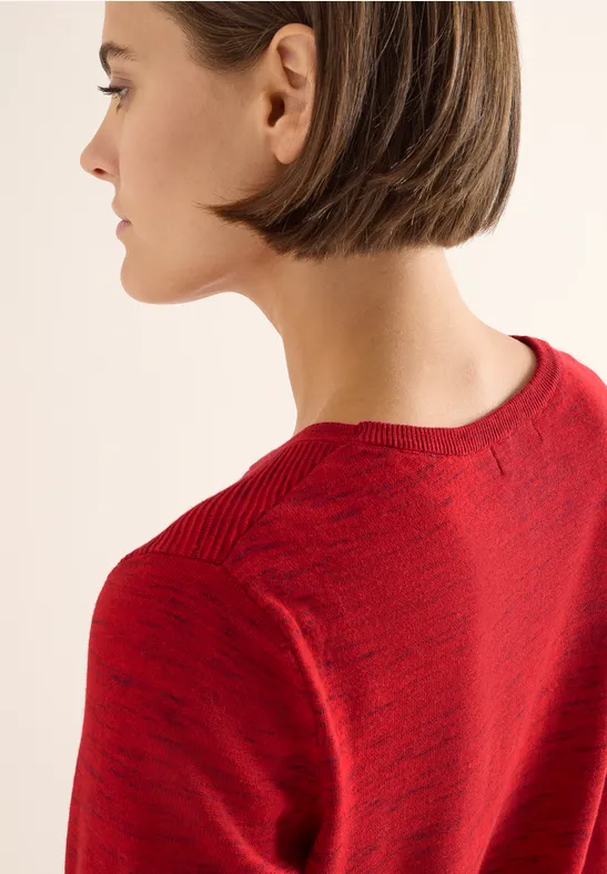 Strukturpullover fiery red heather melange