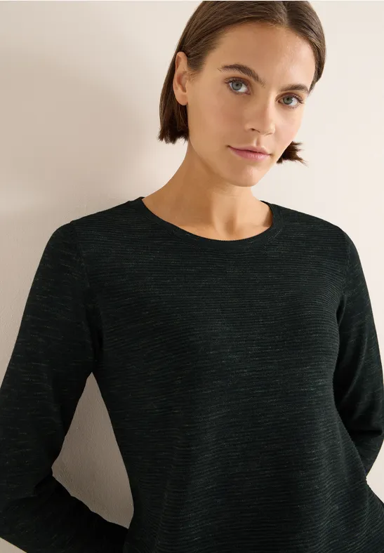 Strukturpullover ink green heather melange