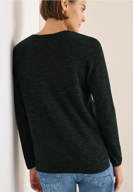 Strukturpullover ink green heather melange