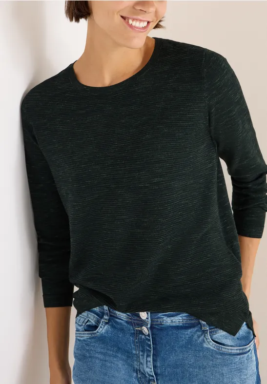 Strukturpullover ink green heather melange
