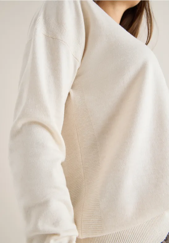 Pullover mit Strukturdetail oat milk beige melange