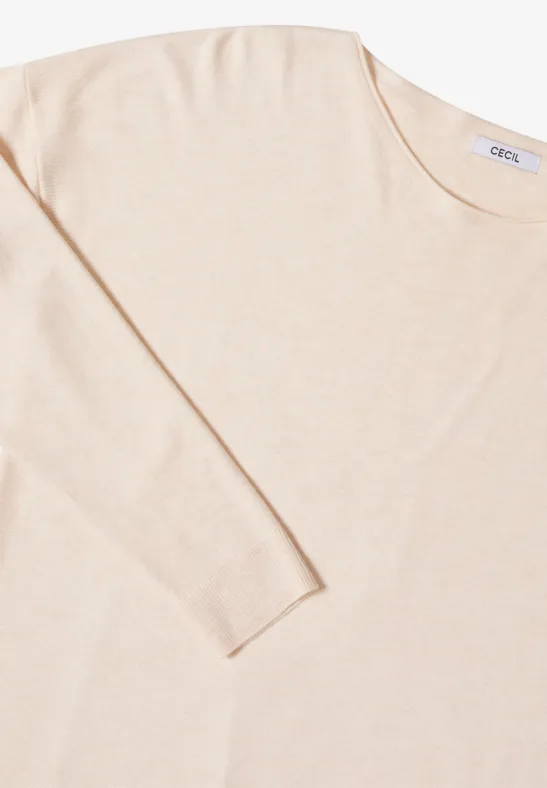 Pullover mit Strukturdetail oat milk beige melange