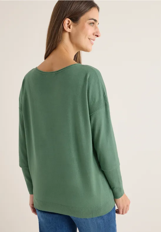 Pullover mit Strukturdetail highland green melange