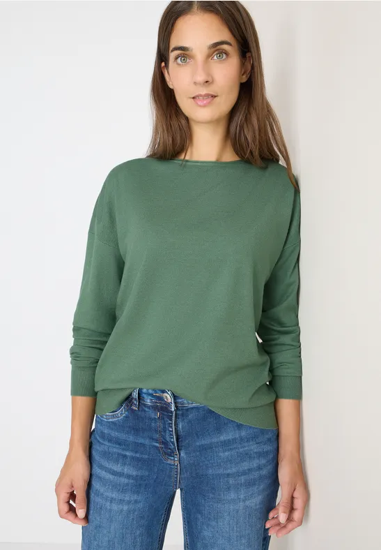 Pullover mit Strukturdetail highland green melange