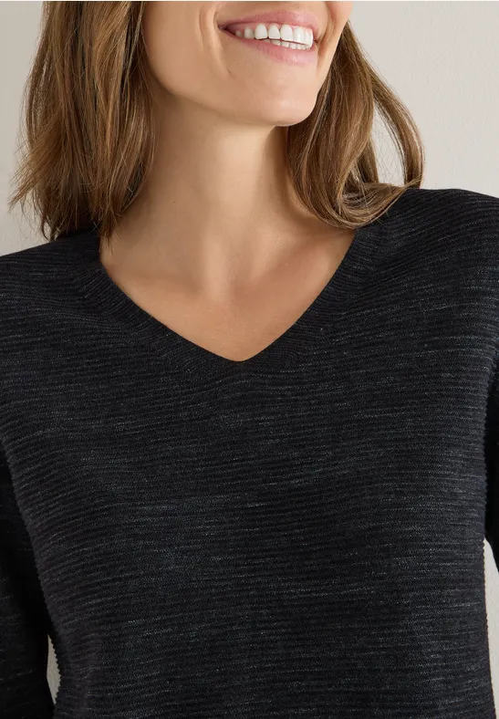 V-Neck Pullover salt-pepper heather melange