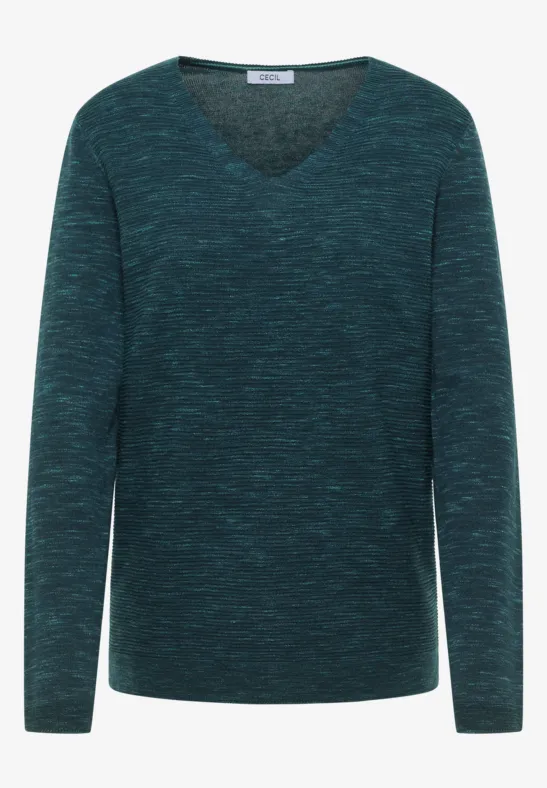 V-Neck Pullover pine green heather melange
