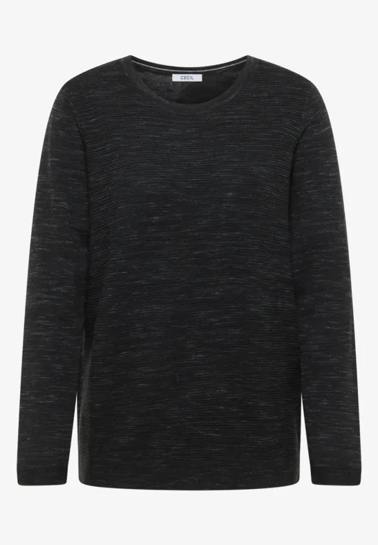 Rundhals Strukturpullover salt-pepper heather melange