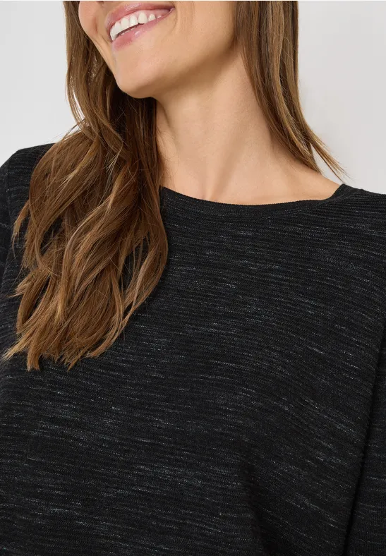 Rundhals Strukturpullover salt-pepper heather melange