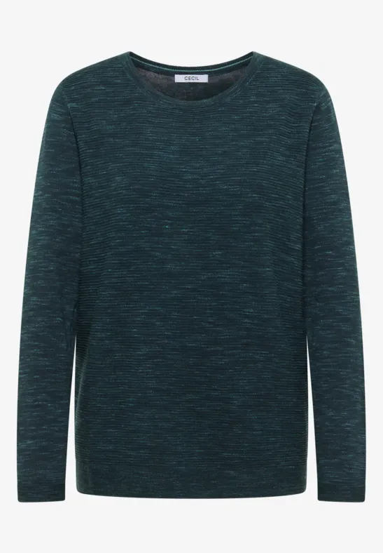 Rundhals Strukturpullover pine green heather melange