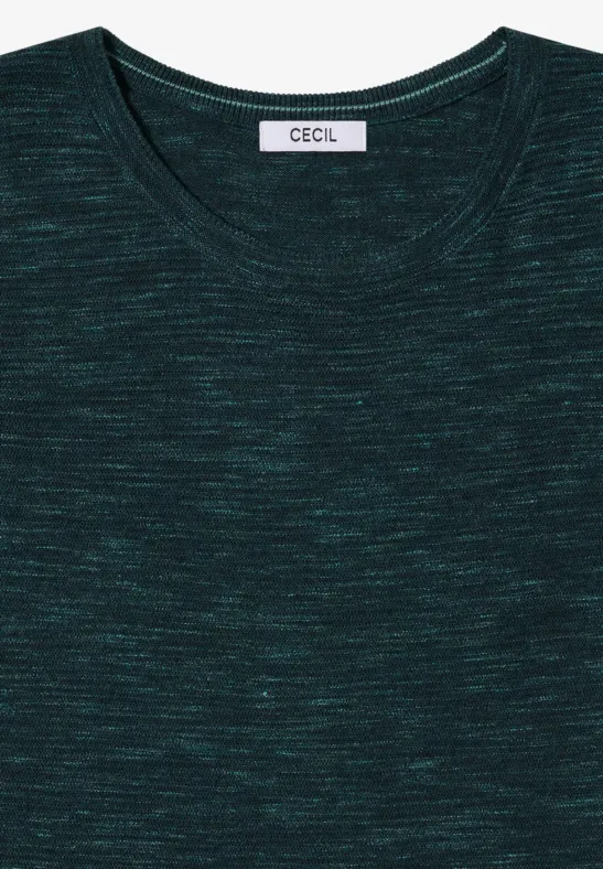 Rundhals Strukturpullover pine green heather melange