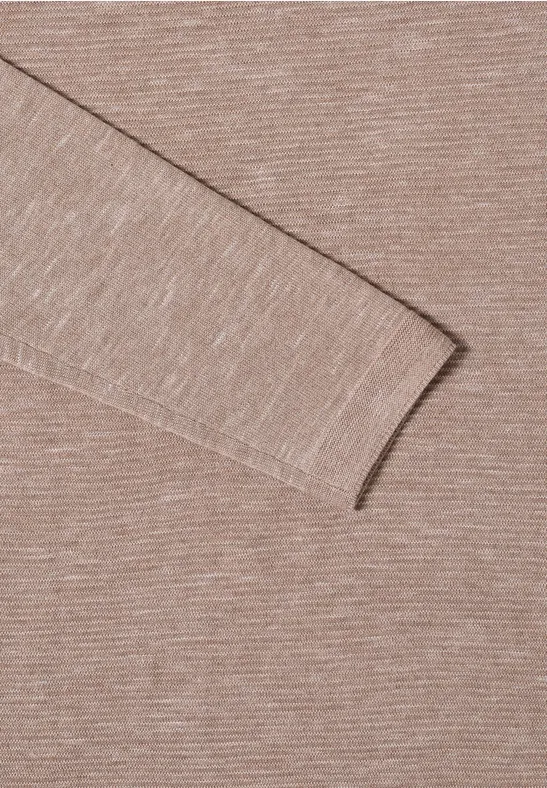 Rundhals Strukturpullover heather taupe melange
