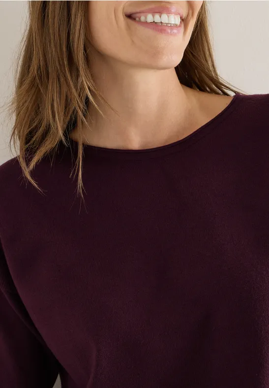 Pullover mit Strukturdetail eggplant red
