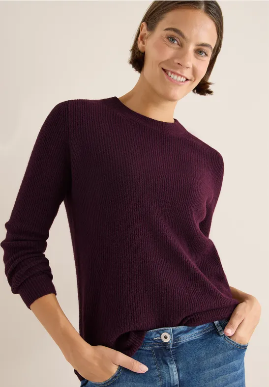Pullover mit Strukturdetails eggplant red
