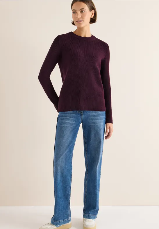 Pullover mit Strukturdetails eggplant red
