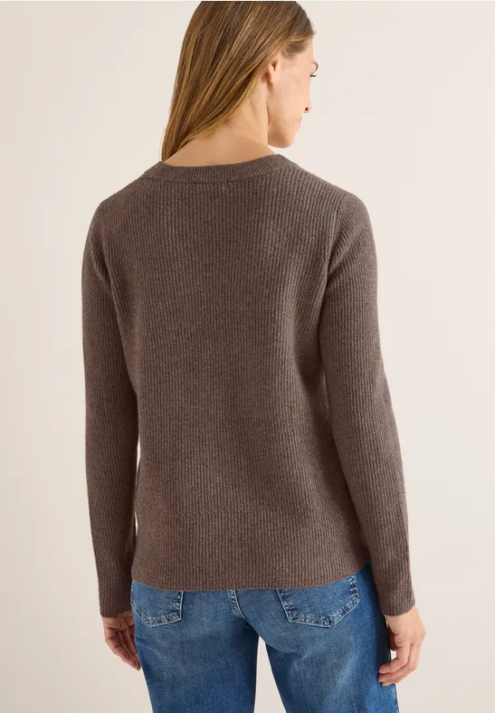 Pullover mit Strukturdetails mushroom taupe melange