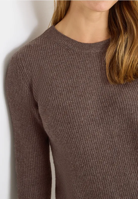 Pullover mit Strukturdetails mushroom taupe melange