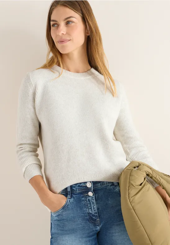 Pullover mit Strukturdetails eggshell melange