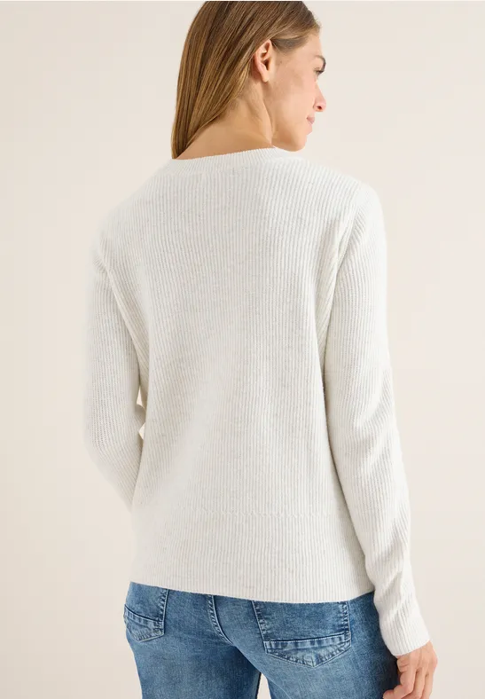 Pullover mit Strukturdetails eggshell melange