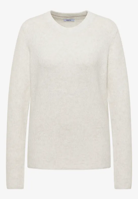 Pullover mit Strukturdetails eggshell melange