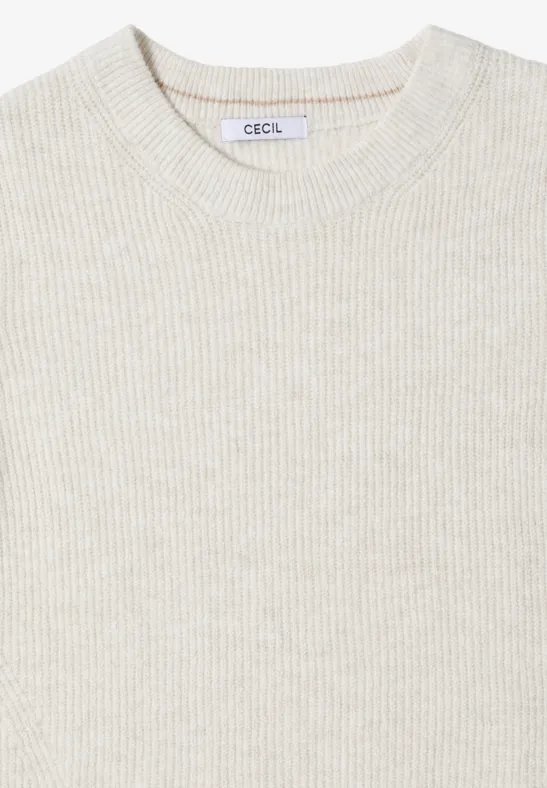 Pullover mit Strukturdetails eggshell melange