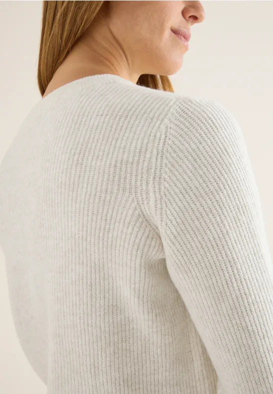 Pullover mit Strukturdetails eggshell melange