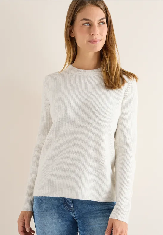 Pullover mit Strukturdetails eggshell melange